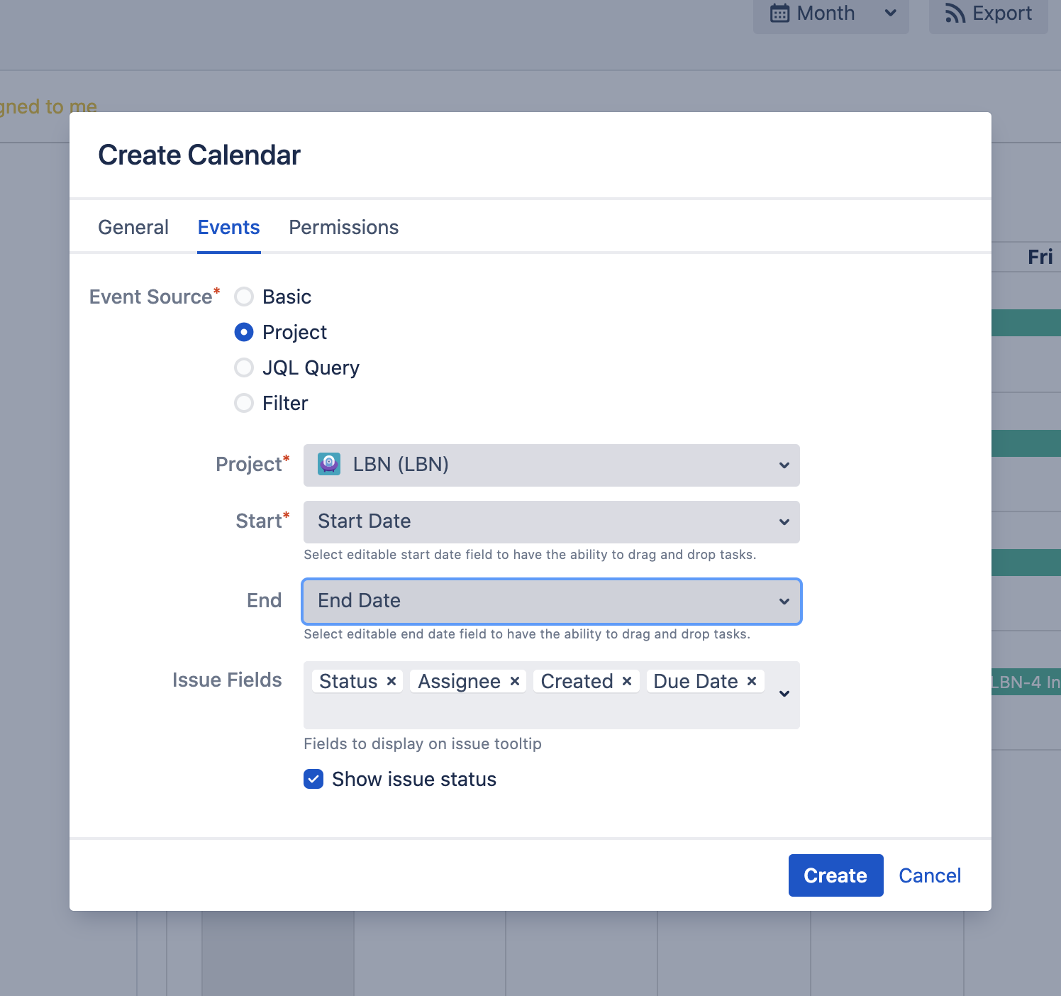 Create New Calendar