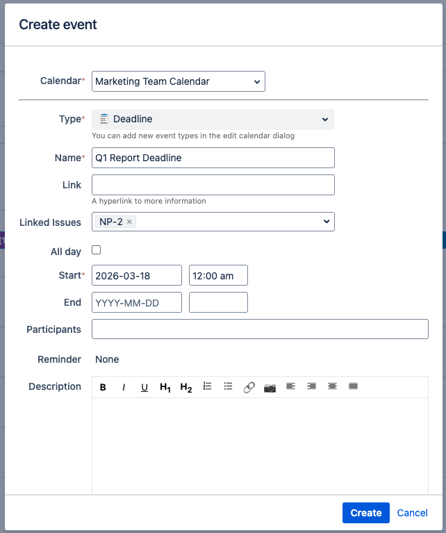 Create New Event