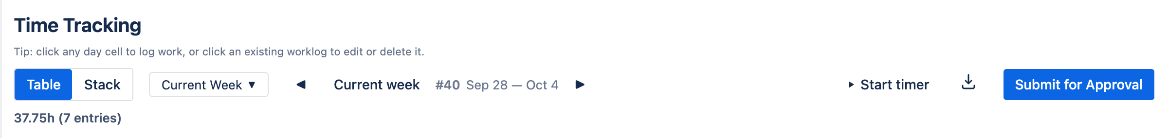 Time Tracking toolbar with the Start timer button