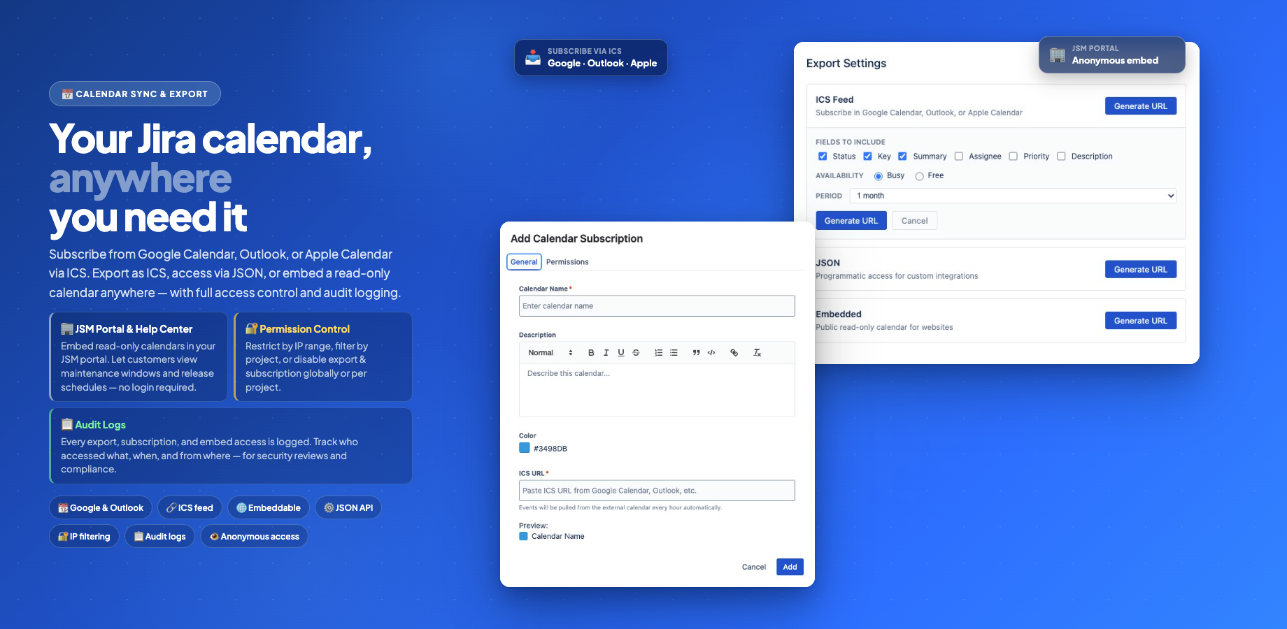 Calendar Export & Import overview