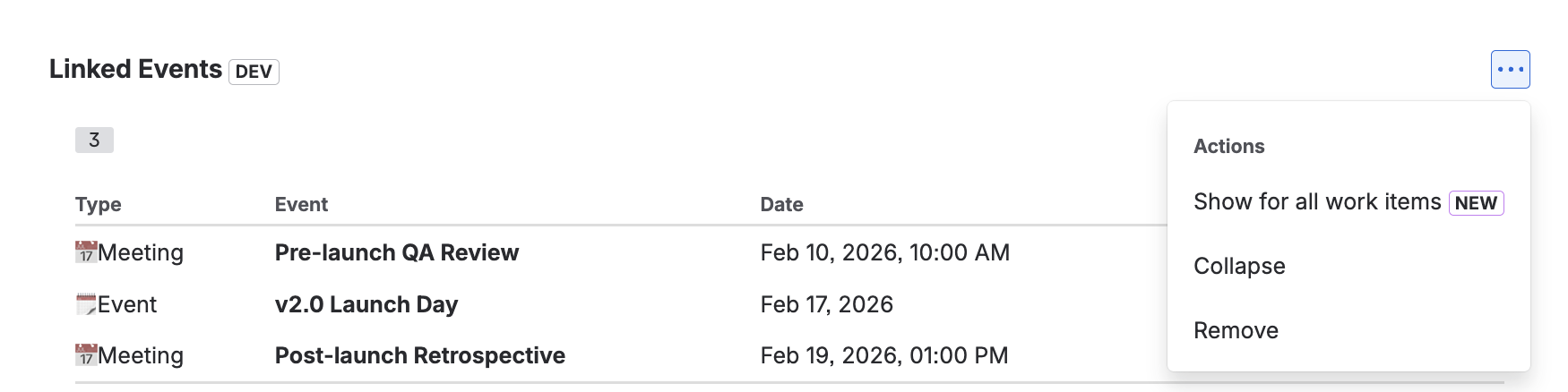 Show for All Work Items