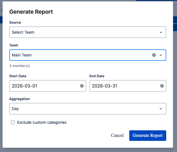 Generate Report Dialog