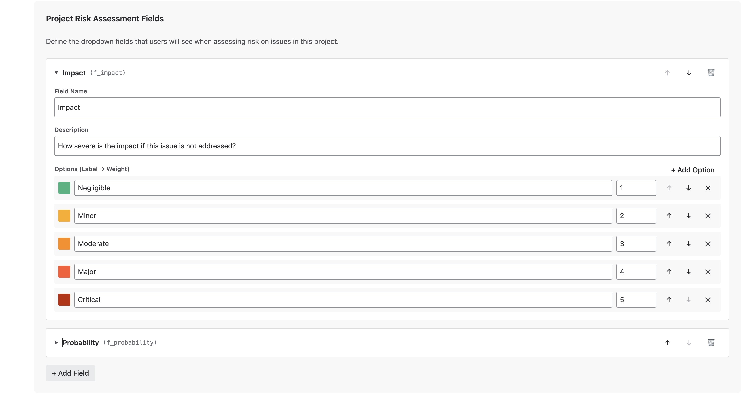 Risk Assessment Global Configuration