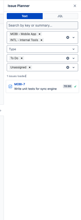 Issue Planner &mdash; Text Mode