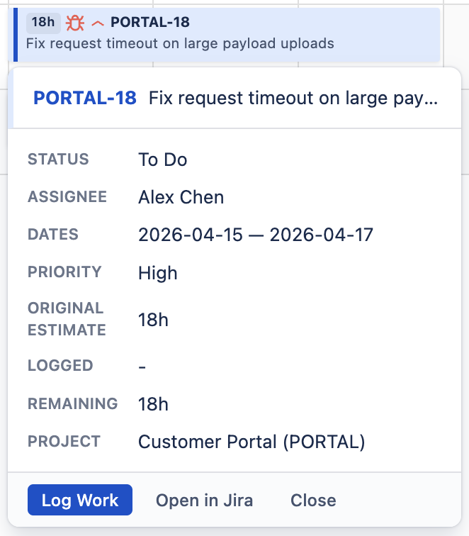 Scheduler Issue Card with Tooltip