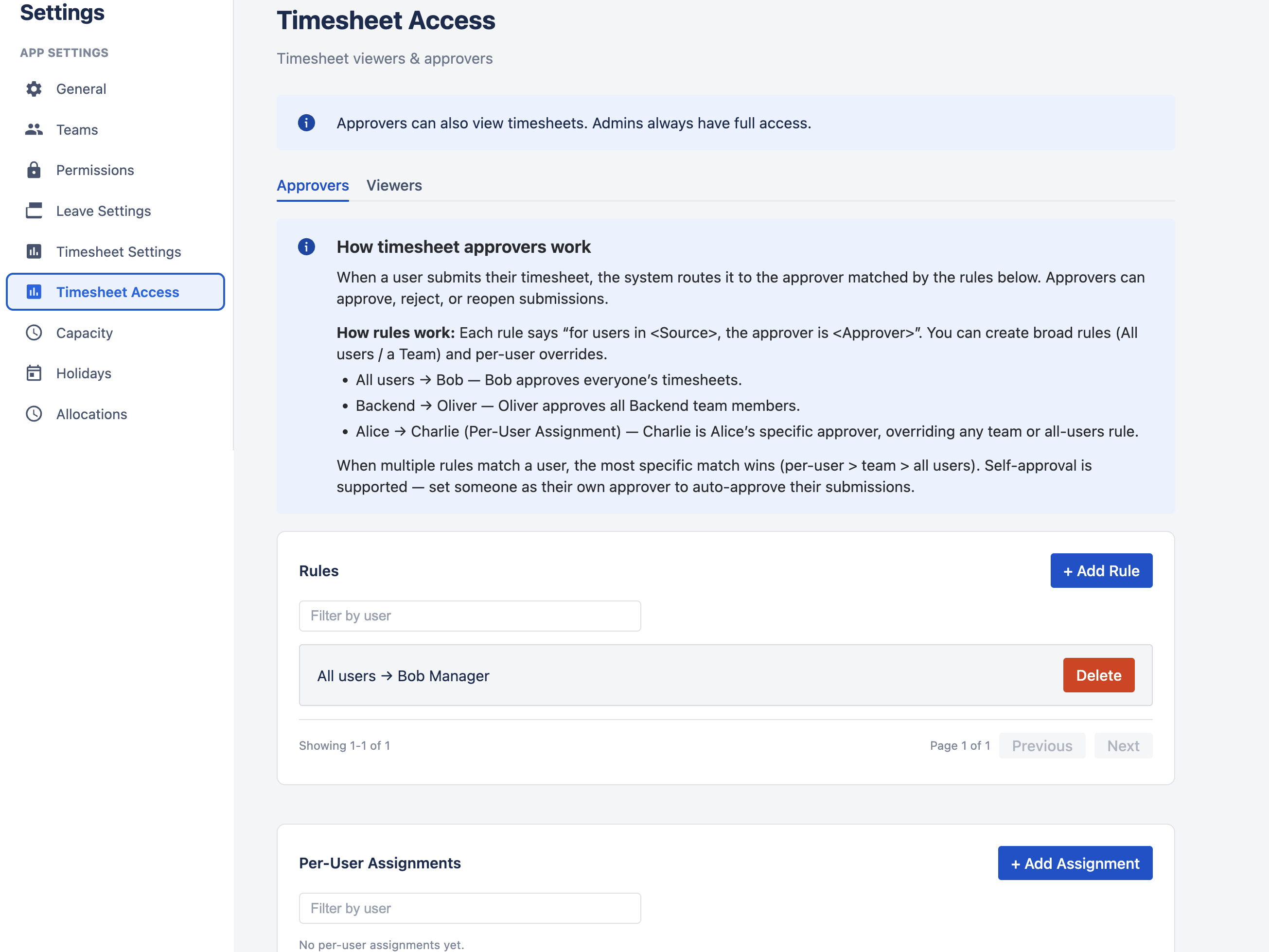 Timesheet Access Configuration