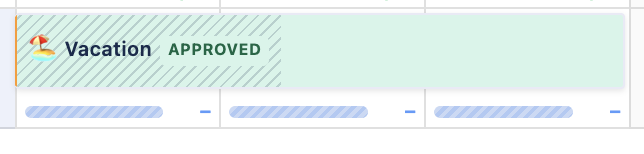 Approved leave and workload indicators showing adjusted capacity on the scheduler